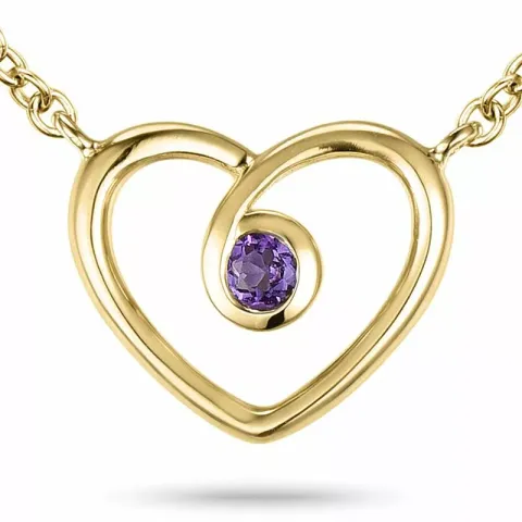 Herz amethyst anhänger mit halskette aus 9 karat gold