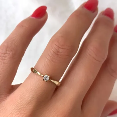 Kampagne - Diamant Solitärring in 14 Karat Gold 0,09 ct