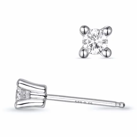 2 x 0,15 ct Kampagne - Diamant Solitärohrstecker in 14 Karat Weißgold mit Diamant