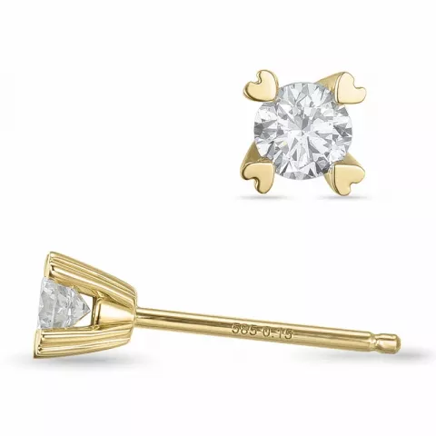 2 x 0,15 ct  Kampagne - Diamant Solitärohrstecker in 14 Karat Gold mit Diamant 