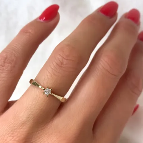 Kampagne - Diamant Solitärring in 14 Karat Gold 0,08 ct