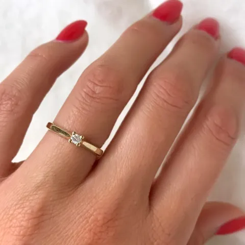 Kampagne - Diamant Solitärring in 14 Karat Gold 0,08 ct