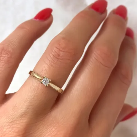 Kampagne - Diamant Solitärring in 14 Karat Gold 0,12 ct