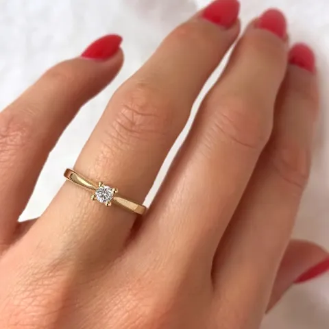 Kampagne - Diamant Solitärring in 14 Karat Gold 0,14 ct