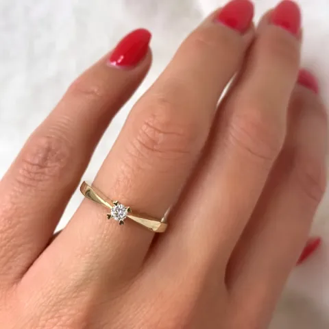 Kampagne - Diamant Solitärring in 14 Karat Gold 0,12 ct