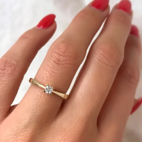 Kampagne - Diamant Solitärring in 14 Karat Gold 0,14 ct