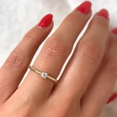 Kampagne - Diamant Solitärring in 14 Karat Gold 0,12 ct