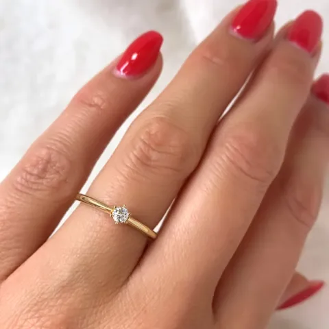 Kampagne - Diamant Solitärring in 14 Karat Gold 0,12 ct