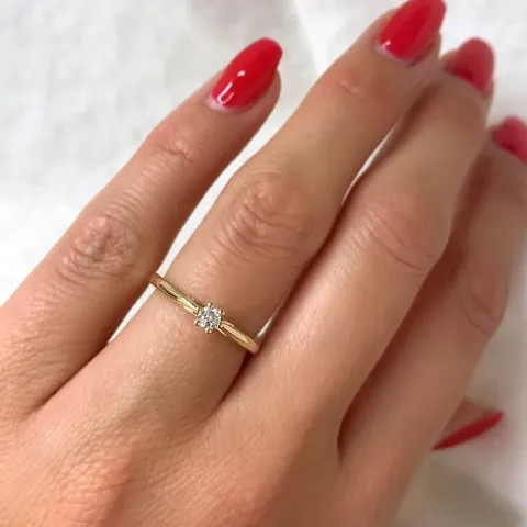 Kampagne - Diamant Solitärring in 14 Karat Gold 0,12 ct