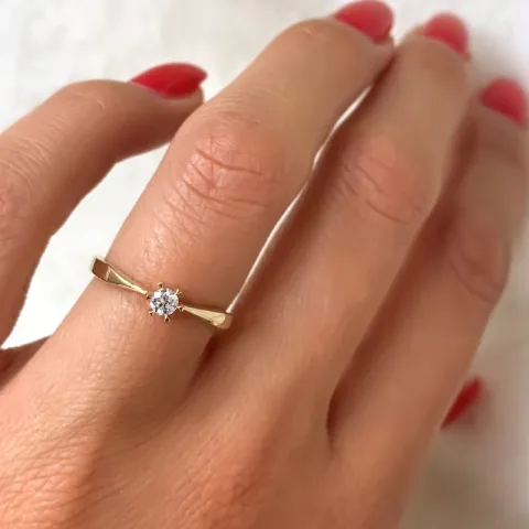 Kampagne - Diamant Solitärring in 14 Karat Gold 0,12 ct