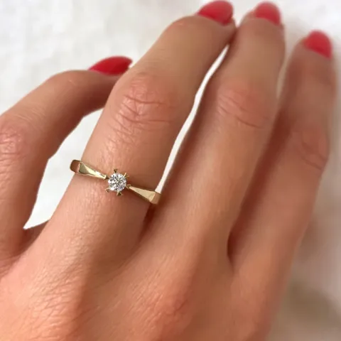 Kampagne - Diamant Solitärring in 14 Karat Gold 0,14 ct