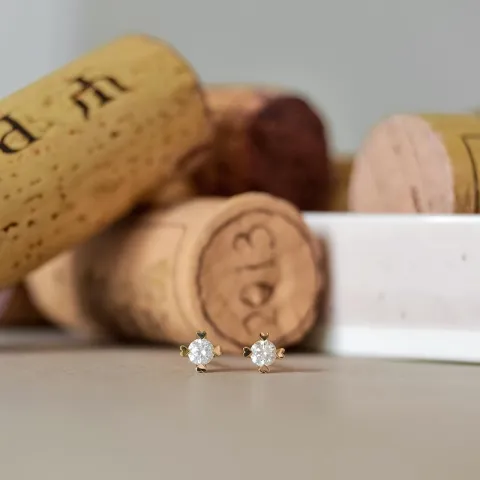 2 x 0,10 ct Kampagne - Diamant Solitärohrstecker in 14 Karat Gold mit Diamant 