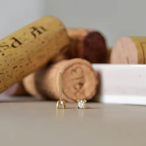 2 x 0,10 ct Kampagne - Diamant Solitärohrstecker in 14 Karat Gold mit Diamant 