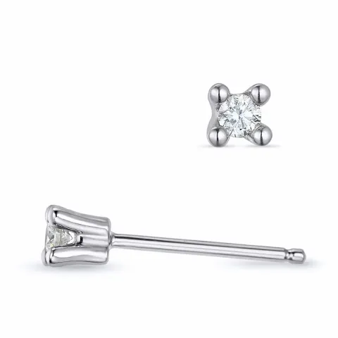 2 x 0,05 ct Kampagne - Diamant Solitärohrstecker in 14 Karat Weißgold mit Diamant
