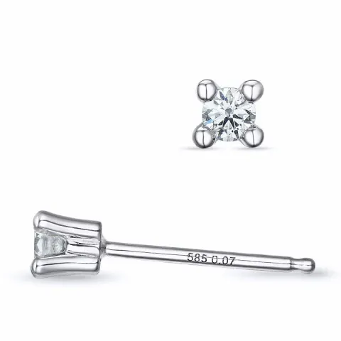 2 x 0,07 ct Kampagne - Diamant Solitärohrstecker in 14 Karat Weißgold mit Diamant