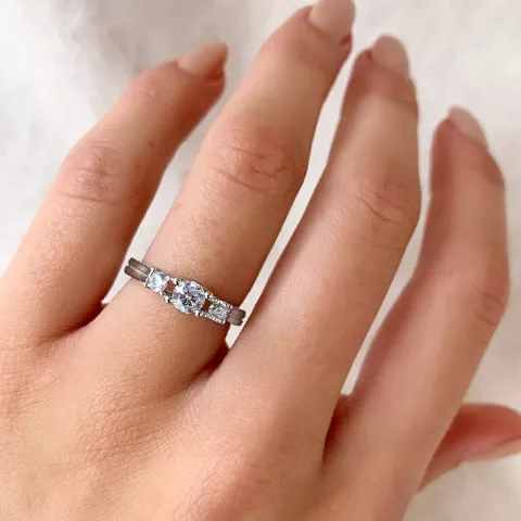 weißem Zirkon Silber Ring aus Silber