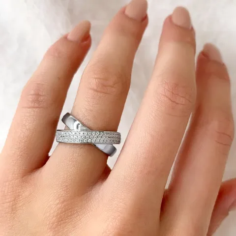 Elegant abstraktem weißem zirkon ring aus silber