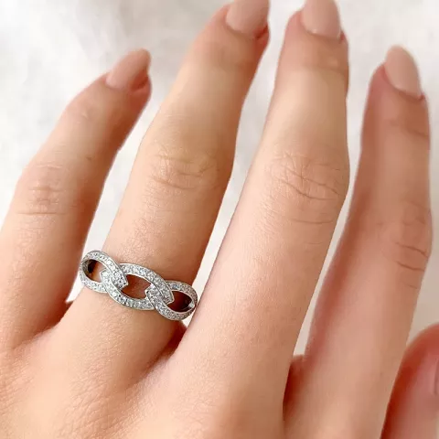 abstraktem weißem Zirkon Ring aus Silber