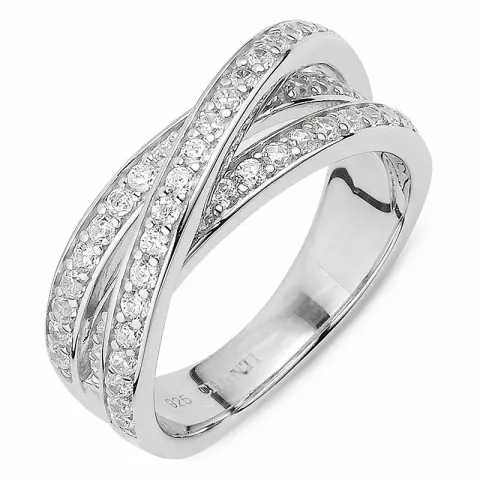 abstraktem weißem Zirkon Ring aus Silber