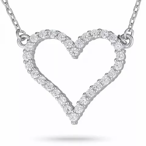 Kollektionsmuster Herz Zirkon Halskette mit Anhänger aus Silber und Herzförmiger Anhänger aus Silber