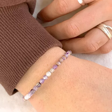 Mehrfarbigem violettem amethyst armband aus seidenschnur 17 cm plus 3 cm x 4 mm