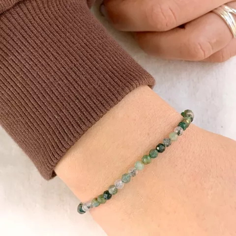 grünem Achat Armband aus Seidenschnur 17 cm plus 3 cm x 4,3 mm