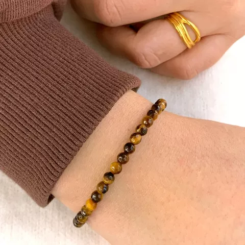 mehrfarbigem braunem Tigerauge Armband aus Seidenschnur 17 cm plus 3 cm x 4,7 mm