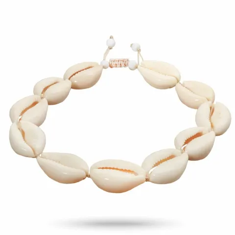 Einfacher muscheln armband aus seidenschnur 17 cm plus 4 cm x 14,5 mm