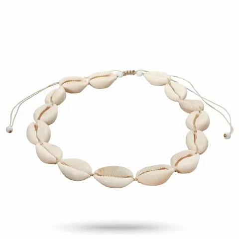 Muscheln Halskette aus Seidenschnur 37 plus 20 cm  x 14,5 mm