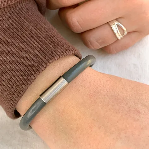 Braunem Leder Armband aus Stahl x 6 mm