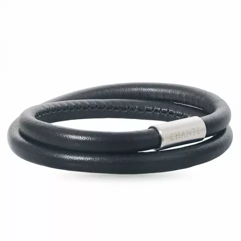 schwarz Leder Armband aus Stahl  x 6 mm