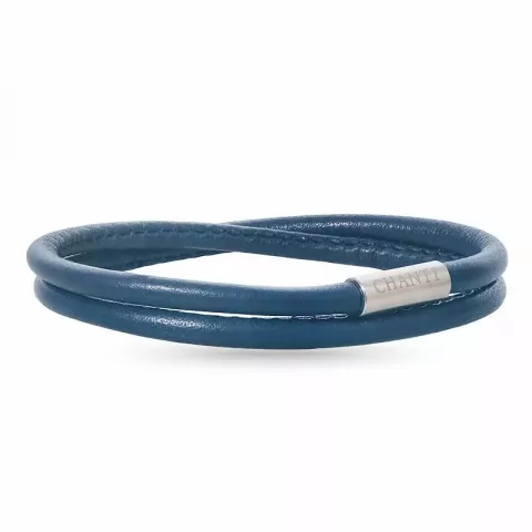 Runder blauem armband aus leder mit stahl  x 4 mm