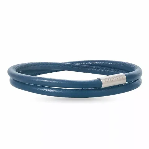 Runder blauem armband aus leder mit stahl x 4 mm