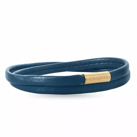 Flach blauem armband aus leder mit vergoldetem stahl x 6 mm