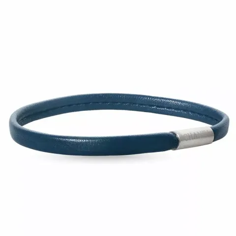 Flach blauem armband aus leder mit stahl x 6 mm
