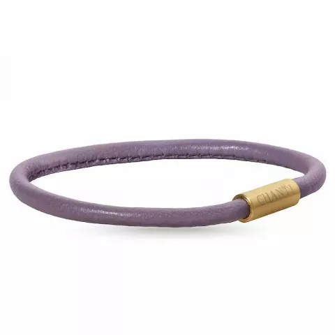Runder violettem armband aus leder mit vergoldetem stahl  x 4 mm