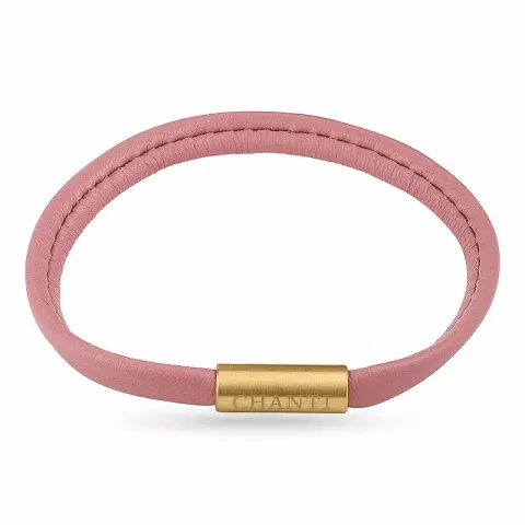 Flach altrosa magnetarmband aus leder mit vergoldetem stahl x 6 mm