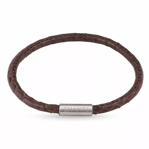 Runder braunem schlangenarmband aus leder mit stahl x 4 mm