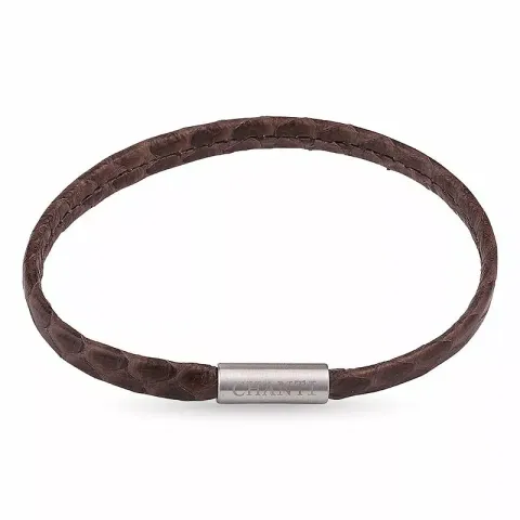 Flach braunem schlangenarmband aus leder mit stahl x 6 mm
