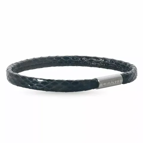 Flach schwarzem schlangenarmband aus leder mit stahl x 6 mm