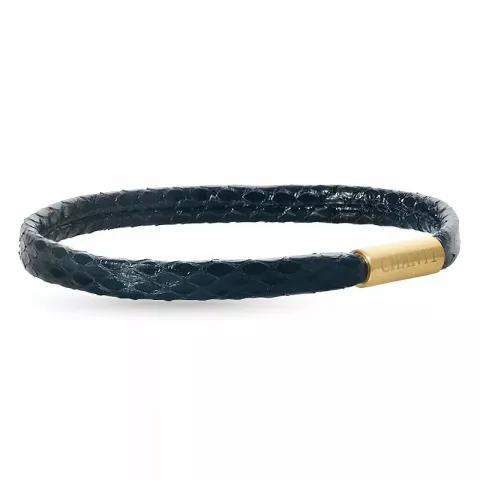 Flach schwarzem schlangenarmband aus leder mit vergoldetem stahl x 6 mm