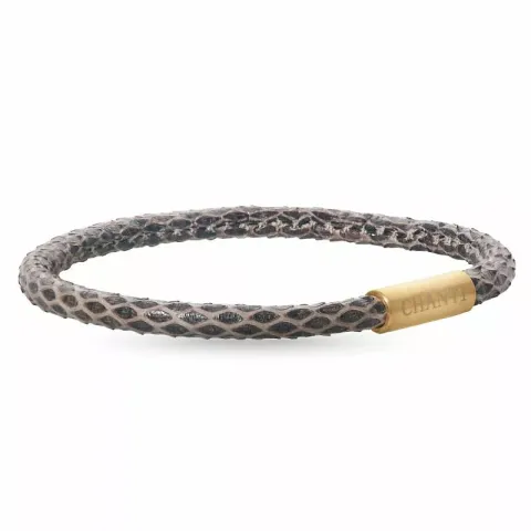 Runder braunem schlangenarmband aus leder mit vergoldetem stahl  x 4 mm