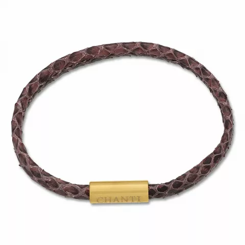 Flach altrosa schlangenarmband aus leder mit vergoldetem stahl  x 6 mm