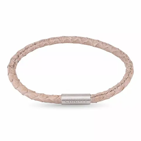 Runder beige schlangenarmband aus leder mit stahl  x 4 mm