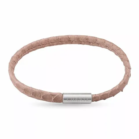 Flach beige schlangenarmband aus leder mit stahl  x 6 mm