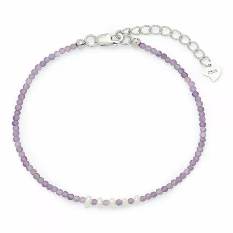 violettem Perlenarmband mit Amethyst und 5 Süßwasserperle.