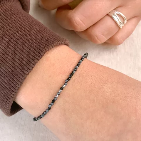 Schmuckstein Armband mit obsidian und 3 hematite.