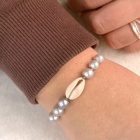 Perle shell Muschel Armband aus Seidenschnur 17 cm plus 5 cm  x 10 mm