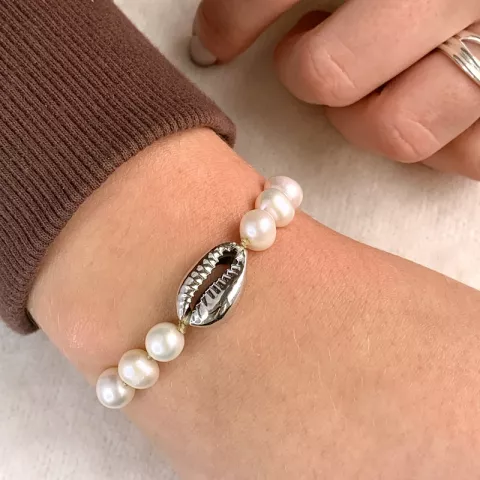 Perle shell Muschel Armband aus Seidenschnur 17 cm plus 5 cm x 10 mm