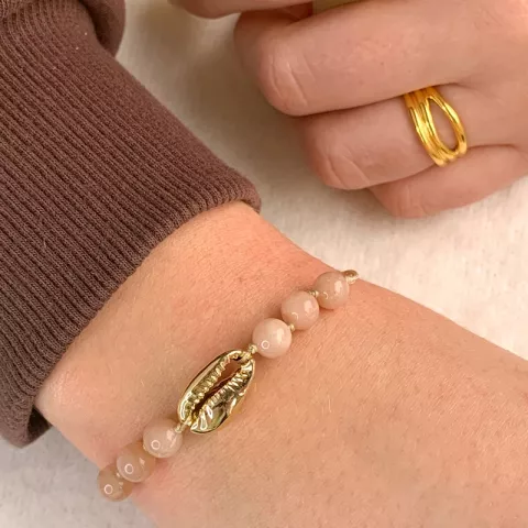 Maanesten vergoldetem Muscheln Armband aus Seidenschnur 17 cm plus 4 cm x 10 mm